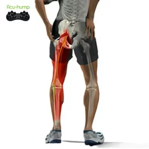 A man experiencing sciatica, numbness, soreness from the left piriformis muscles to the left leg
