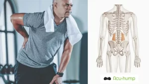 A man's excessive fitness caused QL muscles to strain, which in turn caused lower back pain, Acu-hump loosens QL muscles