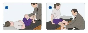 A doctor is doing a pace's test on a girl to confirm whether she has piriformis syndrome