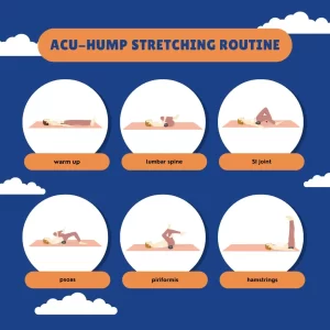 Acu-hump routine 6 poses stretches lower back hips hamstrings for sciatica relief